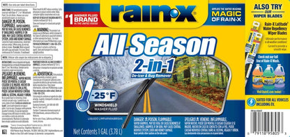 Rain-X All Season -25°F 2-in-1 De-Icer & Bug Remover Windshield Washer Fluid - 1 Gallon (Pack of 6)