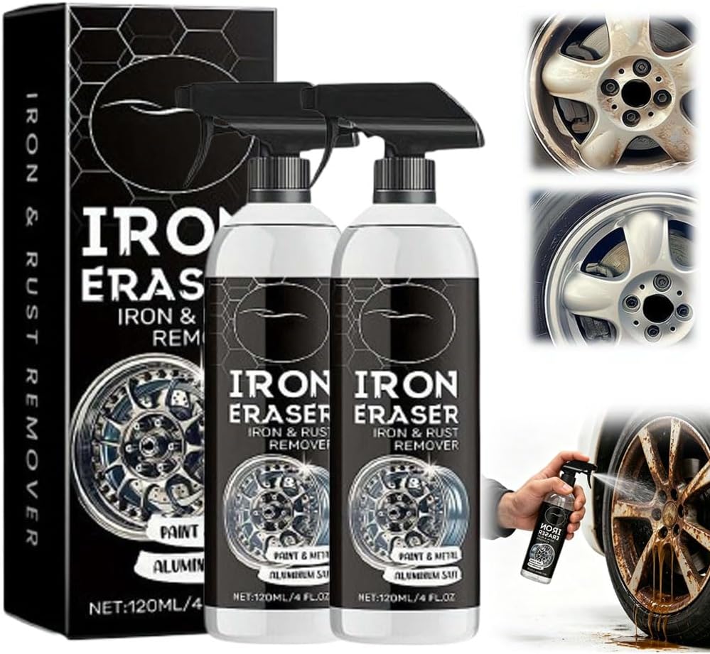 Iron Eraser,Iron Eraser Iron and Rust Remover,IronEraser Rust Remover Spray for Car Wheels and Paint,Fast Acting Rust and Brake Dust Remover for Professional Automotive Surface Cleaning
