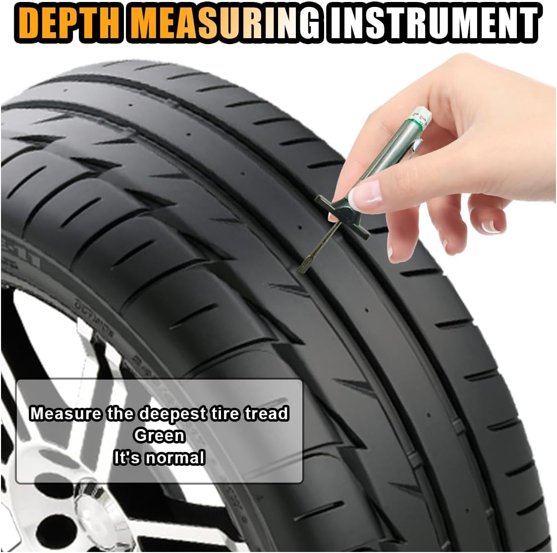 Car Tire Tread Depth Gauge, Tire Tread Gauge Color Coded, Professional Tire Thread Depth Meter Tool in 32nds, Suitable for Most Car Models (2 PCS)