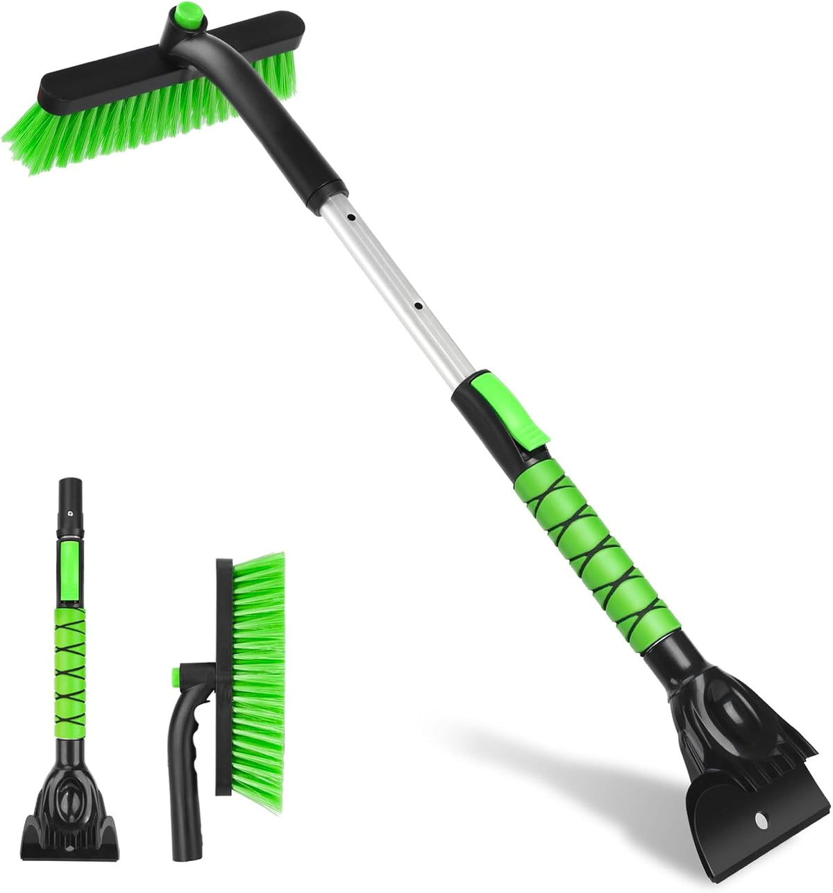 43" Ice Scraper for Car Windshield, Snow Brush with Squeegee, 3 in 1 Snow Removal for Cars with Foam Grip and 180° Pivoting Brush Head for Auto Truck SUV