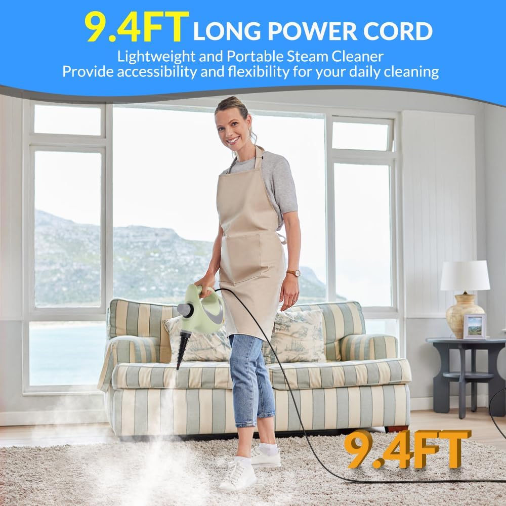 Handheld Pressurized Steam Cleaner with 12 pcs Accessories, Steamer for Cleaning, Steam Cleaner for Home Use, Steamer for Cleaning Car, Furniture, Floor, Upholstery, Grout and Tile, Deep Gray