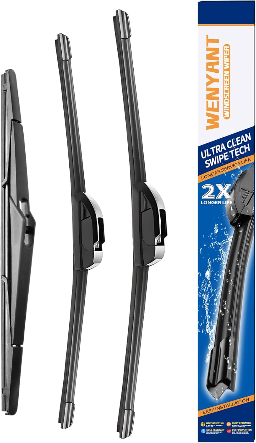 26"/19"/16" Windshield Wipers Compatible with Toyota Prius 2010-2015 Front and Rear Wiper Blades for My Car Automotive Replacement (Set of 3) - Colors B