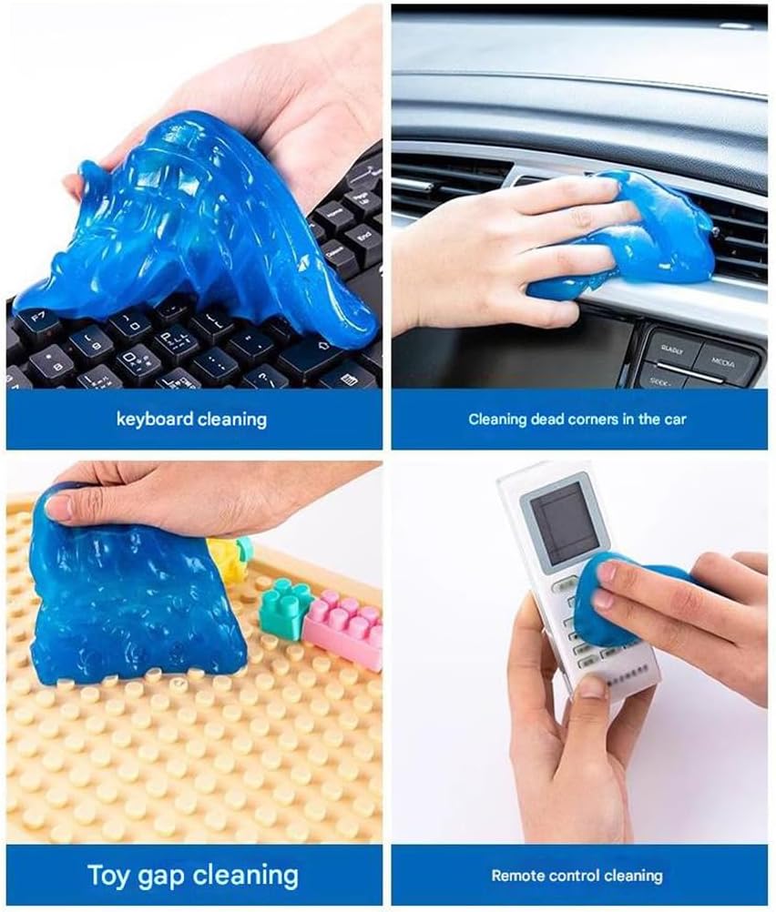 3 bags Reusable Car Cleaning Gel Slime Putty - Strong Adhesive Dust Cleaner for Auto Vents, Interior, Keyboards & Electronics