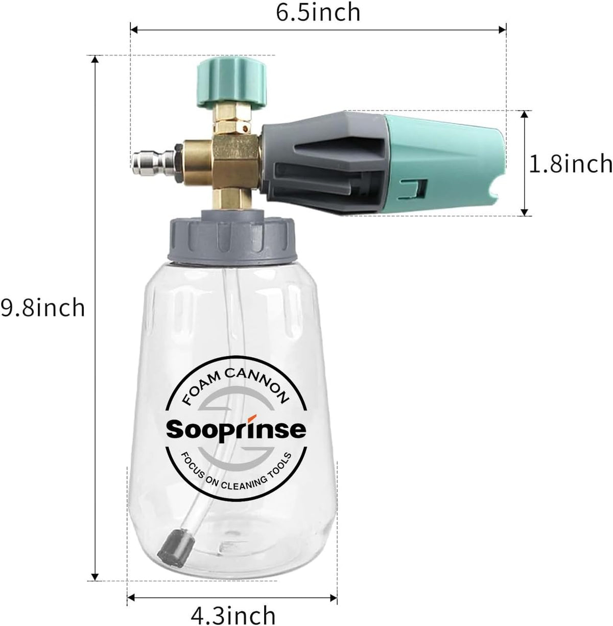Sooprinse Short Pressure Washer Gun With Foam Cannon, High Pressure Snow Foam Lance, 1/4 Inch Quick Connector, Power Washer Blaster, Car Wash Mitt, 3000 PSI, 1 Liter