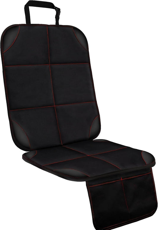 SMART ELF Car Seat Protector, 2Pack Seat Protector Protect Child Seats with Thickest Padding and Non-Slip Backing Mesh Pockets for Baby and Pet,Sedan SUV Truck (Black)
