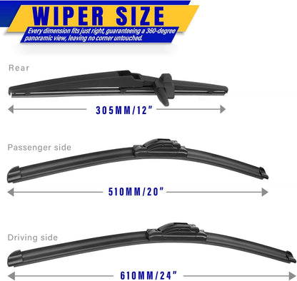 3 wipers Replacement for 2019-2023 2024 2025 2026 Subaru Forester, Windshield Wiper Blades Original Equipment Replacement - 26"/17"/14" (Set of 3) - Colors A