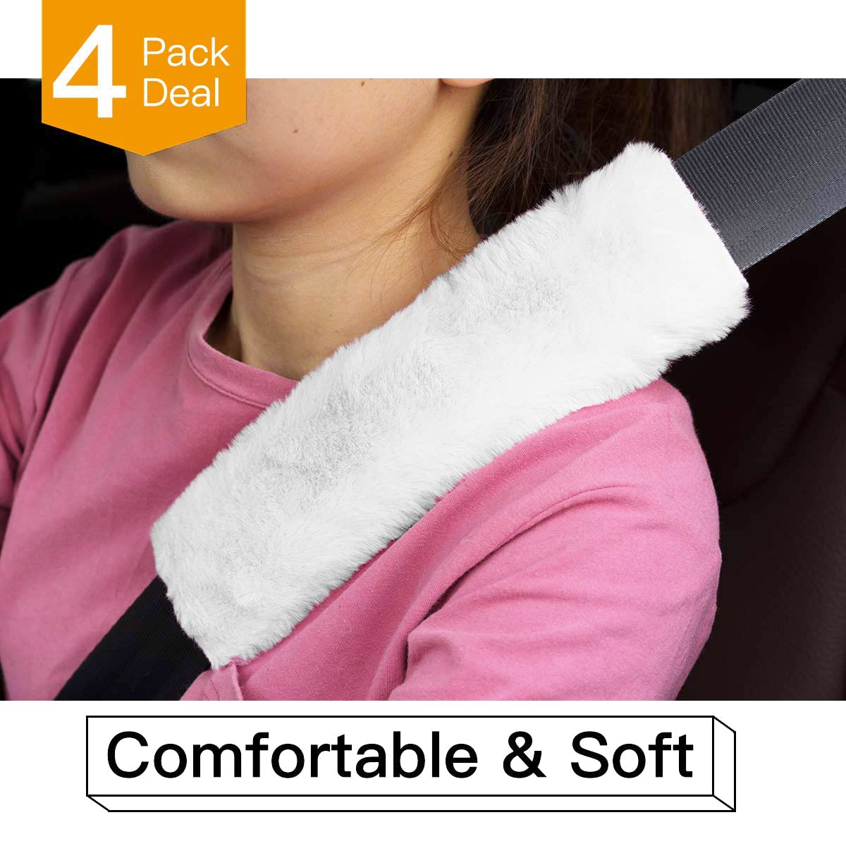 4Pack Seatbelt Covers for Kids,Seat Belt Cushion Cover,Infant Baby Car Seat Neck Shoulder Strap Pads,Soft Newborn Carseat Stroller Straps Covers Accessories(Pink)