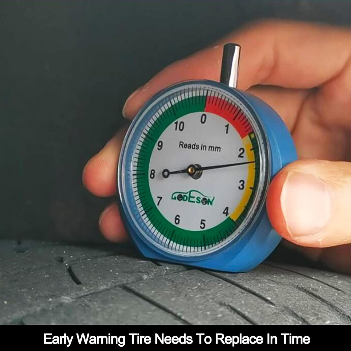 GODESON Dial Type Tire Tread Depth Gauge 88703 Professional for Motorcycle, car,Truck and Bus