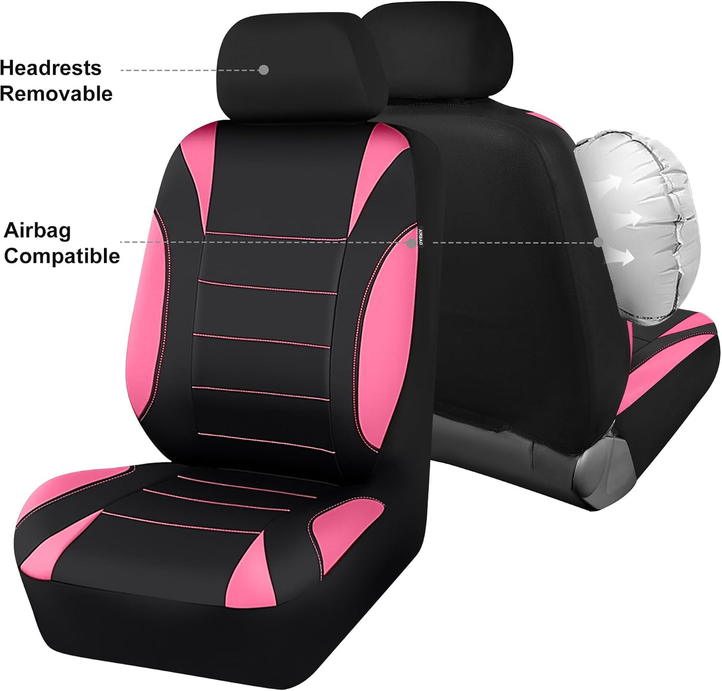 CAR PASS Waterproof Car Seat Covers Front Seats Only with 5mm Composite EVA, Neoprene Car Seat Cover with Separate Headrest Cover, Quick Setup Universal Fit for Car SUV Trucks,Airbag Compatible（Gray