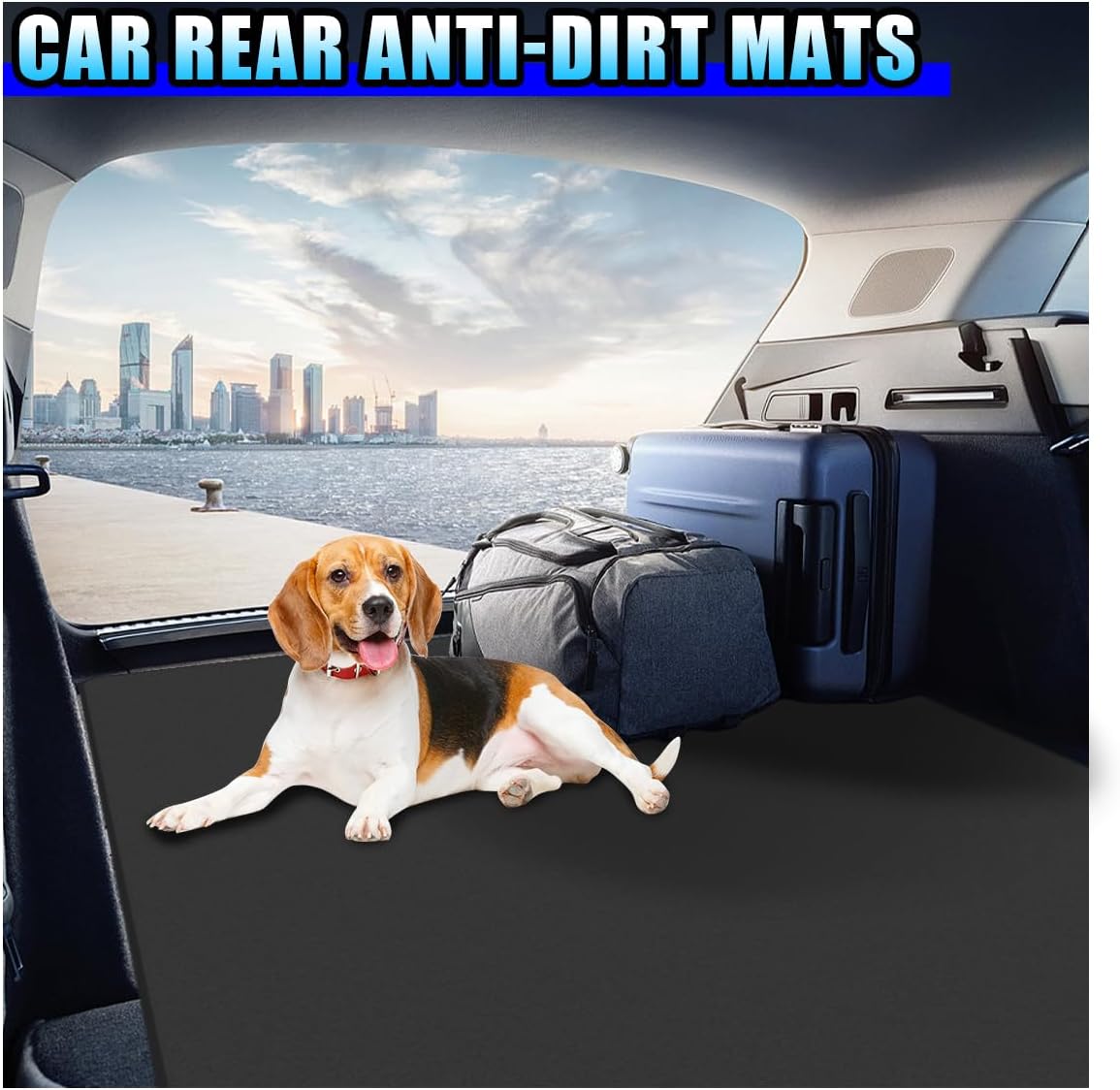 ZIMISI Car Cargo Liner for Dogs, Waterproof Non-Slip Dog Seat Mat, Anti-Scratch Rear Bumper Guard for Cars, Foldable Pet Cargo Cover, Universal Car Rear Trunk Accessories for Cars/SUVs/Trucks (Black)