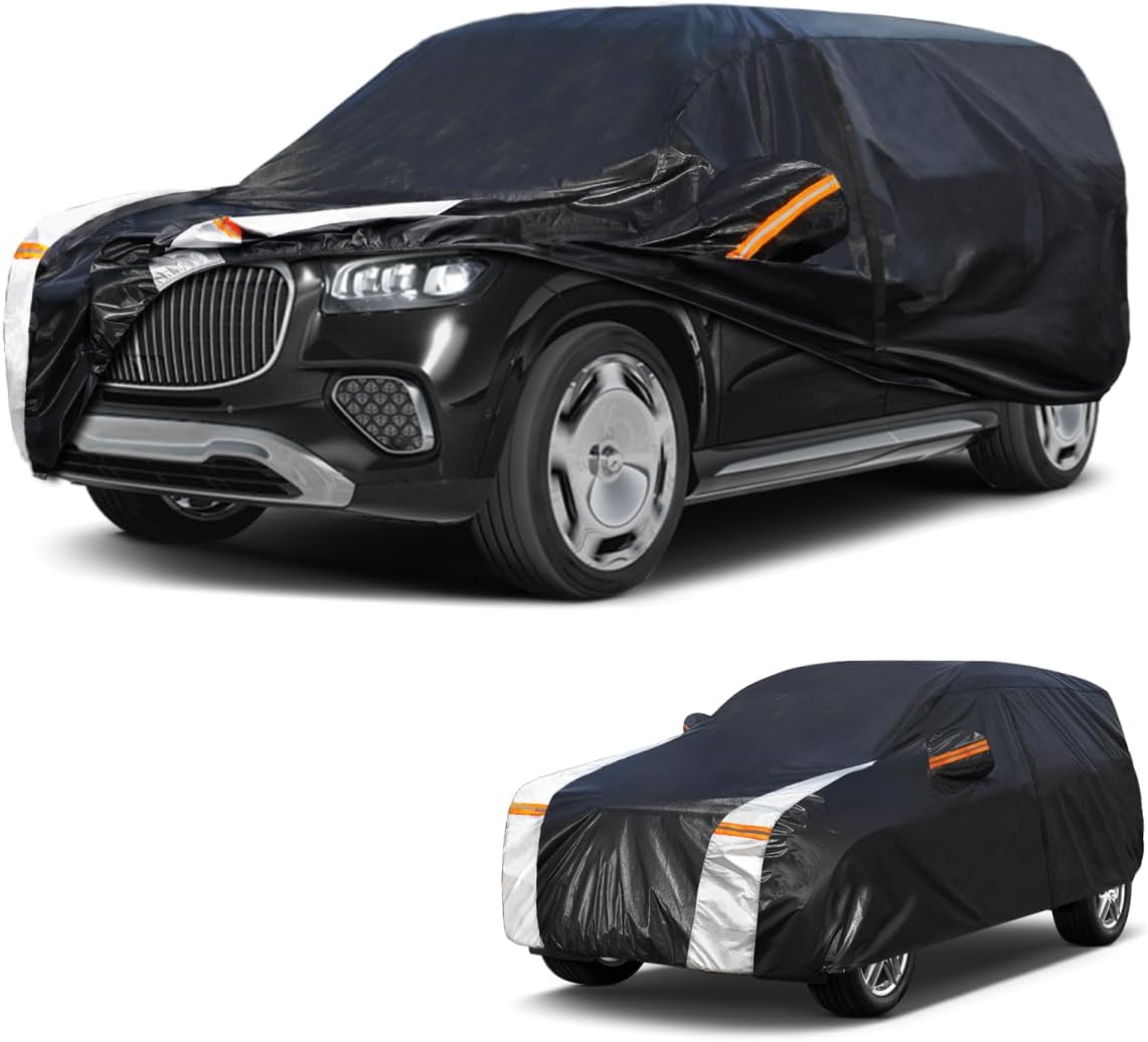 Large SUV Car Cover for Chevy Suburban 100% Waterproof All Weather, Heavy Duty Outdoor Full Exterior Covers Rain Sun Wind UV Protection. - Colors C