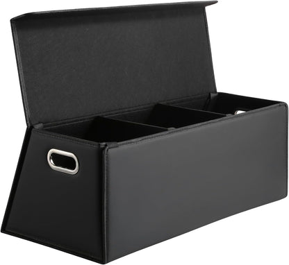 Fyzeoty Car Organizers for Trunk for Suv Sedan, Leather Storage Box,Magnetic Lid,Collapsible and Adjustable,16.5 inches
