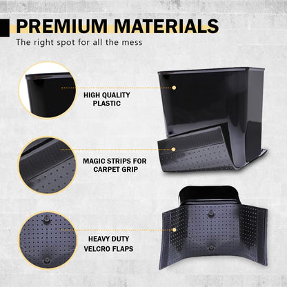 Car Trash Can with Stability Wings – Leakproof Portable Garbage Bin for Fabric & Rubber Mats – Compact Durable Plastic Auto Organizer for Cars, SUVs, Trucks (Black, Large)