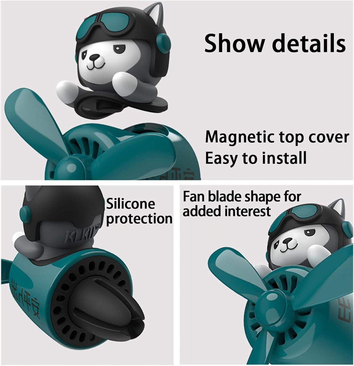 Pilot Car Air Freshener, Cute Dog Car Vent Clip Air Freshener Automotive Air Outlet Fan Diffuser, Automotive Interiors Vent Decoration (Shake Head Style - Dog)