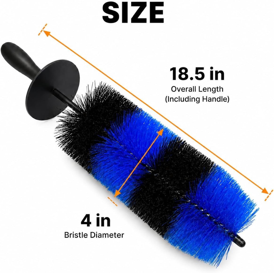 Wheel & Tire Brush, 18“ Soft Bristle Long Handle Wheel Cleaning Brush for Rims, Tires & Wheels, Scratch-Free Car Detailing Brush for Engine Bay, Exhaust Tips, Trucks & SUVs
