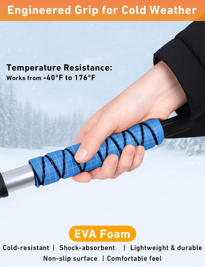 EcoNour 27" Car Snow Brush and Ice Scrapers for Car Windshield (2 Pack) | Scratch Free Bristle Head Snow Brush & Tough Window Snow Scraper with Aluminium Body | Snow Removal Winter Car Accessories