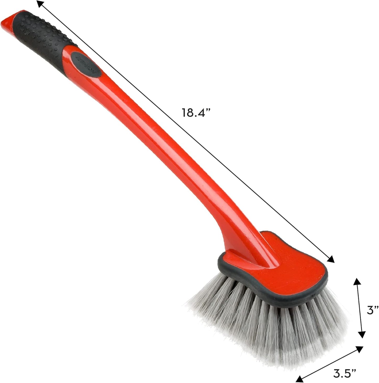 Mothers Car Wash Brush, Wheel and Fender Brush, Short Handle Tire Cleaner for Car Detailing, 10 Inch, Red/Black