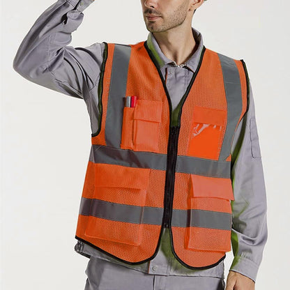 XIAKE Reflective Safety Vest for Men & Women High Visibility Class 2 Vest with Pockets Meets ANSI Standards