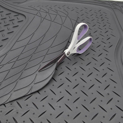 Motor Trend FlexTough Performance All Weather Rubber Car Mats with Cargo Liner - Full Set Front & Rear Floor Mats for Cars Truck SUV, Automotive Floor Mats (Black)