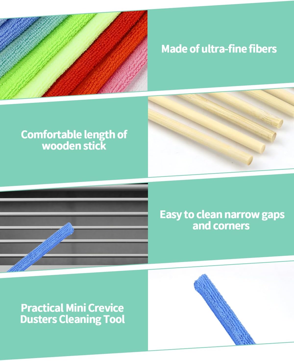 11 PCS Microfiber Detail Duster Sticks, Mini Duster Crevice Cleaning Tool for Car Air Vents, Blinds, Fans, Windows, Small Spaces, Gap Dust Cleaner