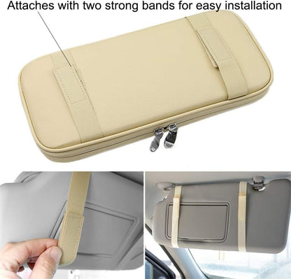 Car Sun Visor Organizer, Auto Interior Accessories Pocket Organizer - Car Truck SUV Storage Pouch Holder, with Multi-Pocket Net Zipper (Black)