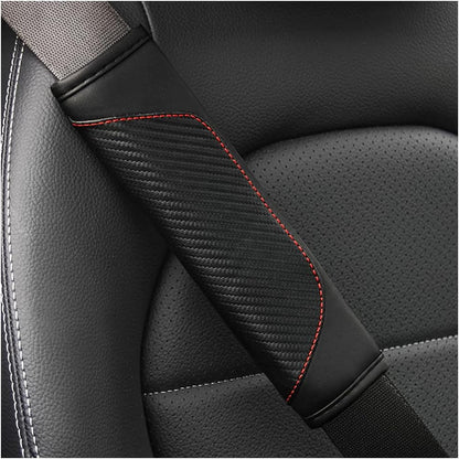 Osilly 2PCS Car Seat Belt Cover, Carbon Fiber Seatbelt Shoulder Protection, Soft Car Seat Belt Strap Cushion Protect Your Neck and Shoulder, Car Accessories Seat Belt Pad for Car Truck (Red)