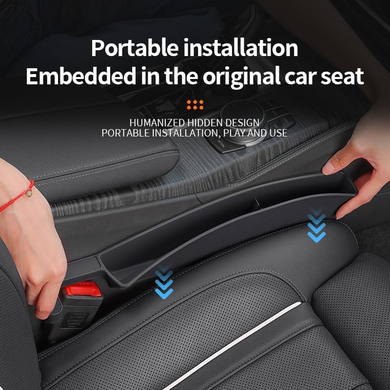 Car Seat Gap Filler, Seat Gap Organizer with Phone Holder, Car Seat Accessories, Car Organizer Fit Car SUV Truck-2PCS Black