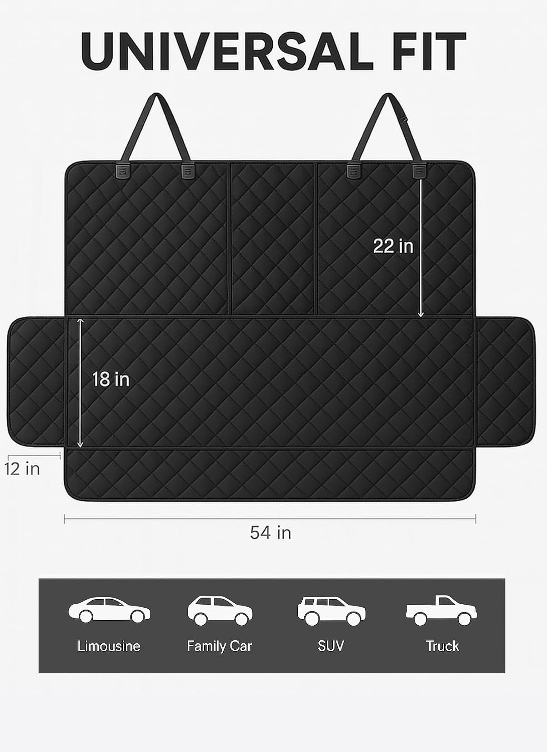 fidozen Waterproof Dog Car Seat Cover for Back Seat: Suitable for Small and Large Dogs, Hammock and Pet Protector, Backseat seat Cover (Full Bench, Medium(54" W))
