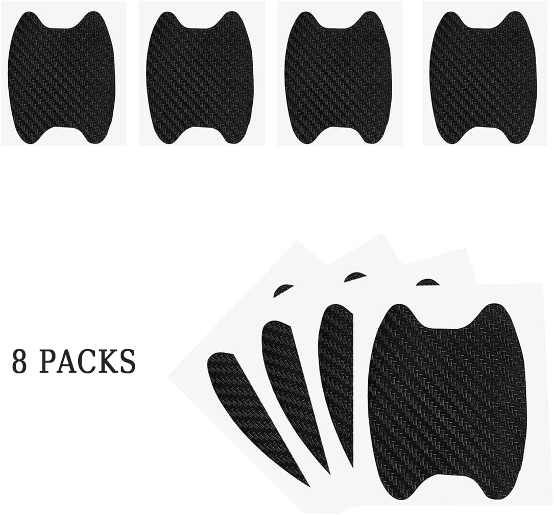 4PCS Sticker, Carbon Fiber Anti-Scratches Car Door Cup Protector, Non-Marking Auto Door Handle Protective Film, Universal for Most Car Handles (Black/4PCS)