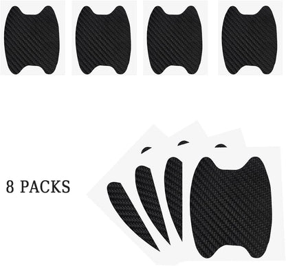 4PCS Sticker, Carbon Fiber Anti-Scratches Car Door Cup Protector, Non-Marking Auto Door Handle Protective Film, Universal for Most Car Handles (Black/4PCS)