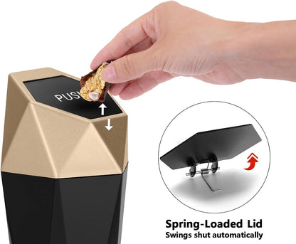 Ginsco Car Trash Can Cup Holder, 2 Pack Mini Trash Can with Lid, Car Accessories for Interior, Leakproof Small Trash Cup for Home with Additional 2 ABS Hooks and 90pcs Trash Bags Black