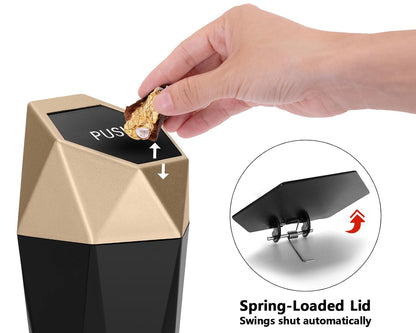 Ginsco 2 Pack Car Trash Can with Lid, Cup Holder Garbage Can for Car, Garbage Bin Cars Accessories for Interior, Leakproof Small Trash Bin, Mini Trash Can for Cars, Home, Bedroom, Office (Black)