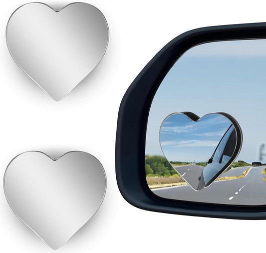 Heart Shaped Blind Spot Mirrors 2 Pack, Large Wide Angle Convex Mirror for Car Side Mirror Blindspot - Enhanced Safety Rear View Mirror Accessories, Universal Fit for Cars SUVs Trucks (2.36"×2.2")