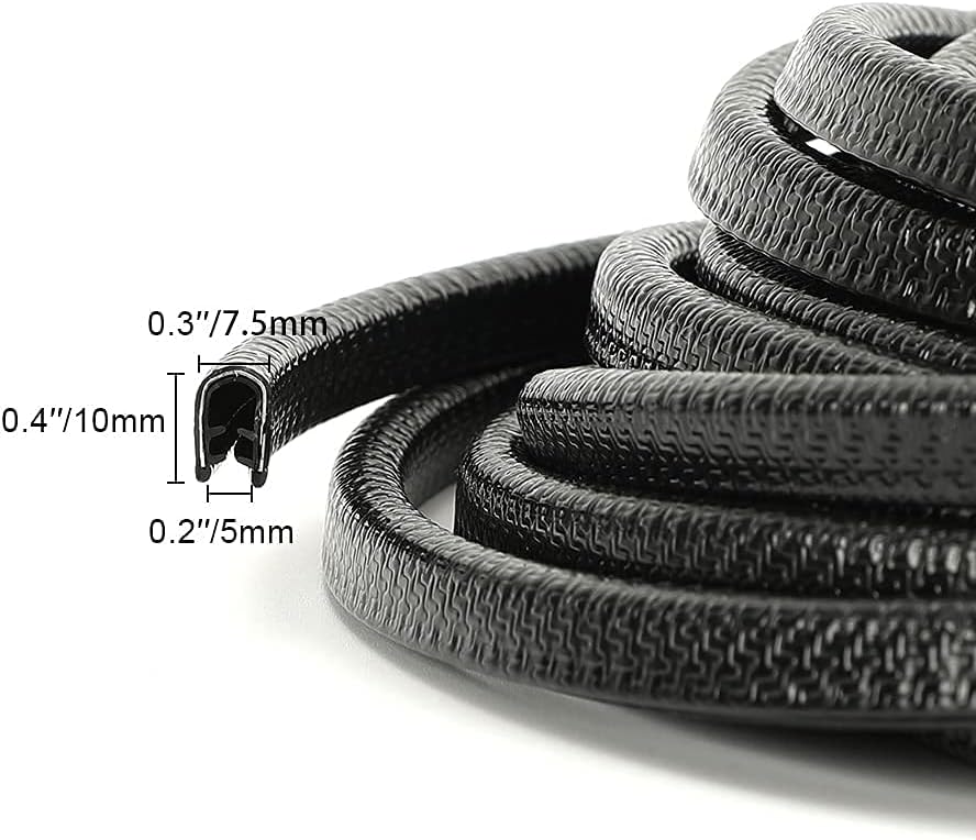 Winunite 32.8ft (10m) Car Door Edge Guards Black – Rubber, No Glue, U-Shaped, Built-in Metal Clips, Fits Most Vehicles, Fade-Resistant, Scratch- and Chip-Resistant – Reduces Dings in Parking Lots
