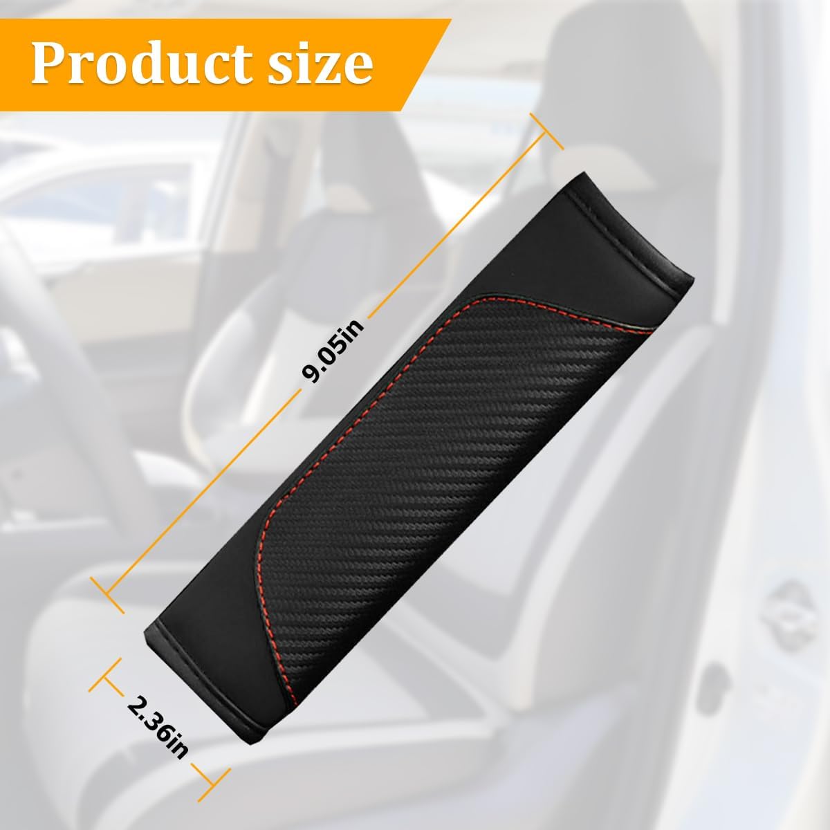 Osilly 2PCS Car Seat Belt Cover, Carbon Fiber Seatbelt Shoulder Protection, Soft Car Seat Belt Strap Cushion Protect Your Neck and Shoulder, Car Accessories Seat Belt Pad for Car Truck (Red)
