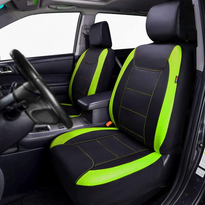 Flying Banner Carbon Fiber Leather Vehicle Seat Covers, Leopard Gray Black, Universal Fit - 8PCS