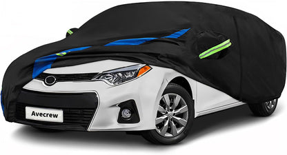 Avecrew Car Cover Waterproof All Weather for Automobiles, Outdoor Heavy Duty Full Exterior Covers for Sedan(194"-208")