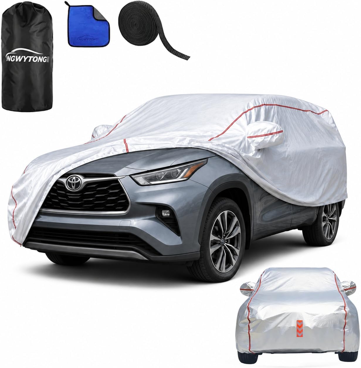 Car Cover for Sedan, Waterproof All Weather Heavy Duty, 360° Underbody Wrap Windproof Design, Quick Install Outdoor Vehicle Cover, Fits 186-193 in