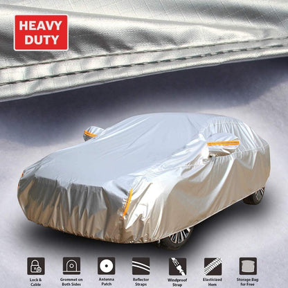 Tecoom Heavy Duty Multiple Layers Car Cover All Weather Waterproof Windproof Reflective Snow Sun Rain Protective Outdoor with Buckles and Belt Fit 191-200 Inches Sedan