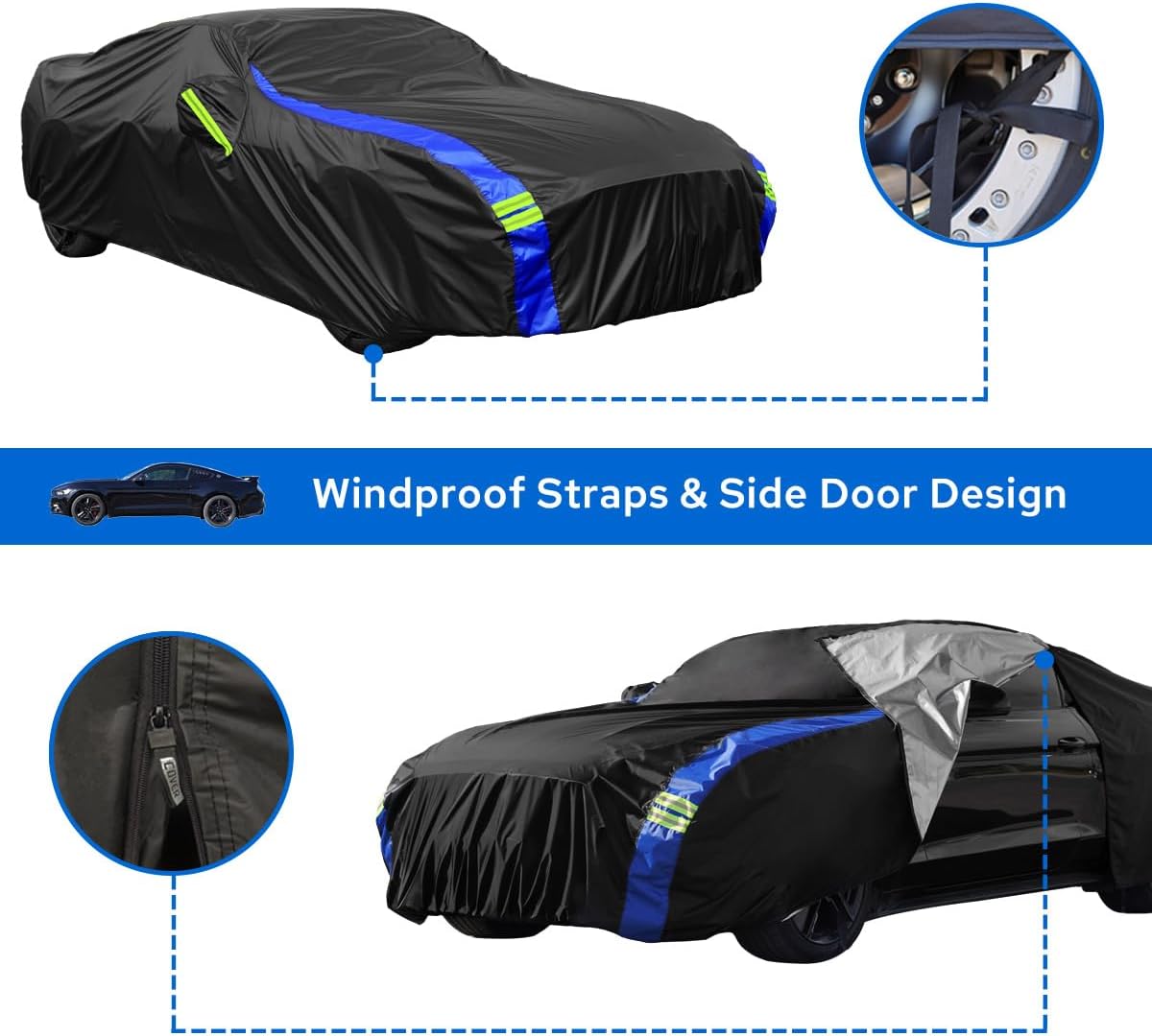 Avecrew Car Cover Waterproof All Weather for Automobiles, Outdoor Heavy Duty Full Exterior Covers for Sedan(194"-208")