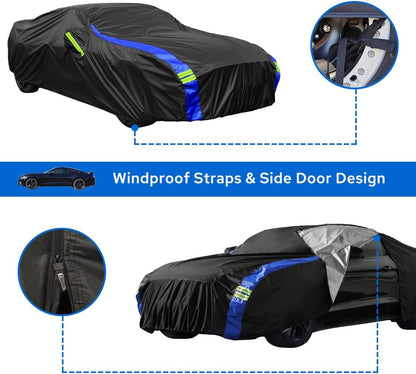 Avecrew Car Cover Waterproof All Weather for Automobiles, Outdoor Heavy Duty Full Exterior Covers for Sedan(194"-208")
