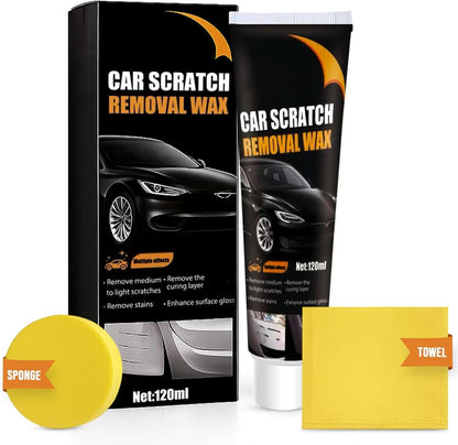 Car Scratch Removal Wax Kit - Polishing Cream with Towel & Sponge | Automotive Paint Scratch Remover & Swirl Repair | Restores Shine, Removes Marks, Protects Paint | Safe for All Car Colors