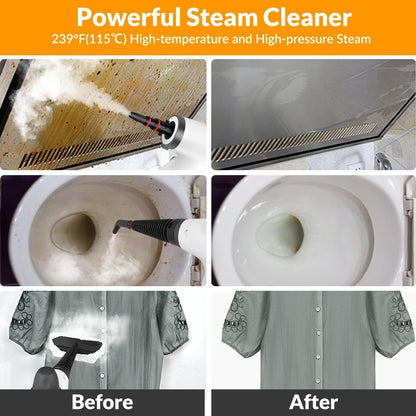 Handheld Pressurized Steam Cleaner with 12 pcs Accessories, Steamer for Cleaning, Steam Cleaner for Home Use, Steamer for Cleaning Car, Furniture, Floor, Upholstery, Grout and Tile, Deep Gray