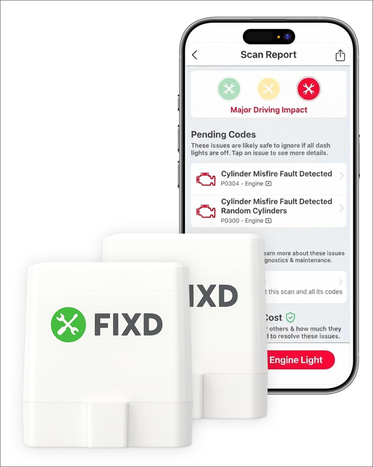 FIXD Bluetooth OBD2 Scanner - Car Diagnostic Check Engine Code Reader | 1-Pack | iPhone/Android compatible | Automotive scan tool for repairs + buying | Enhanced manufacturer data