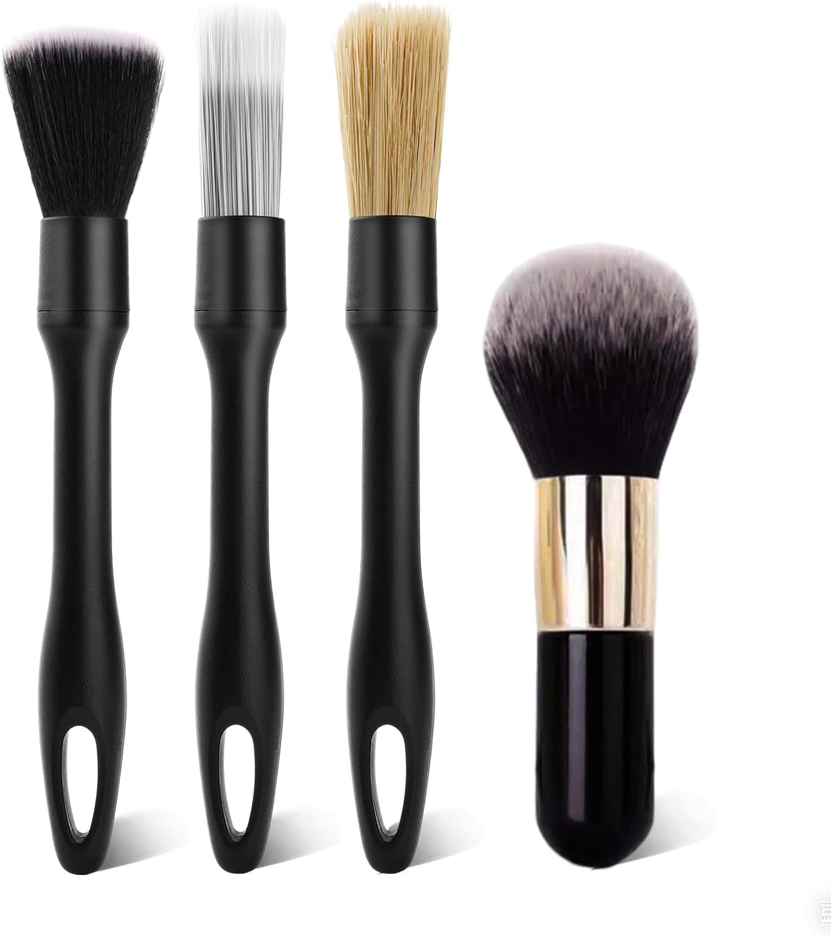 4PCS Car Detailing Brush Kit - Ultra Soft Boars Hair Car Interior Detailing Brushes, Includes 4 Different Brushes, Multi-use for Cleaning Interior or Exterior - Perfect Car Accessory Gift