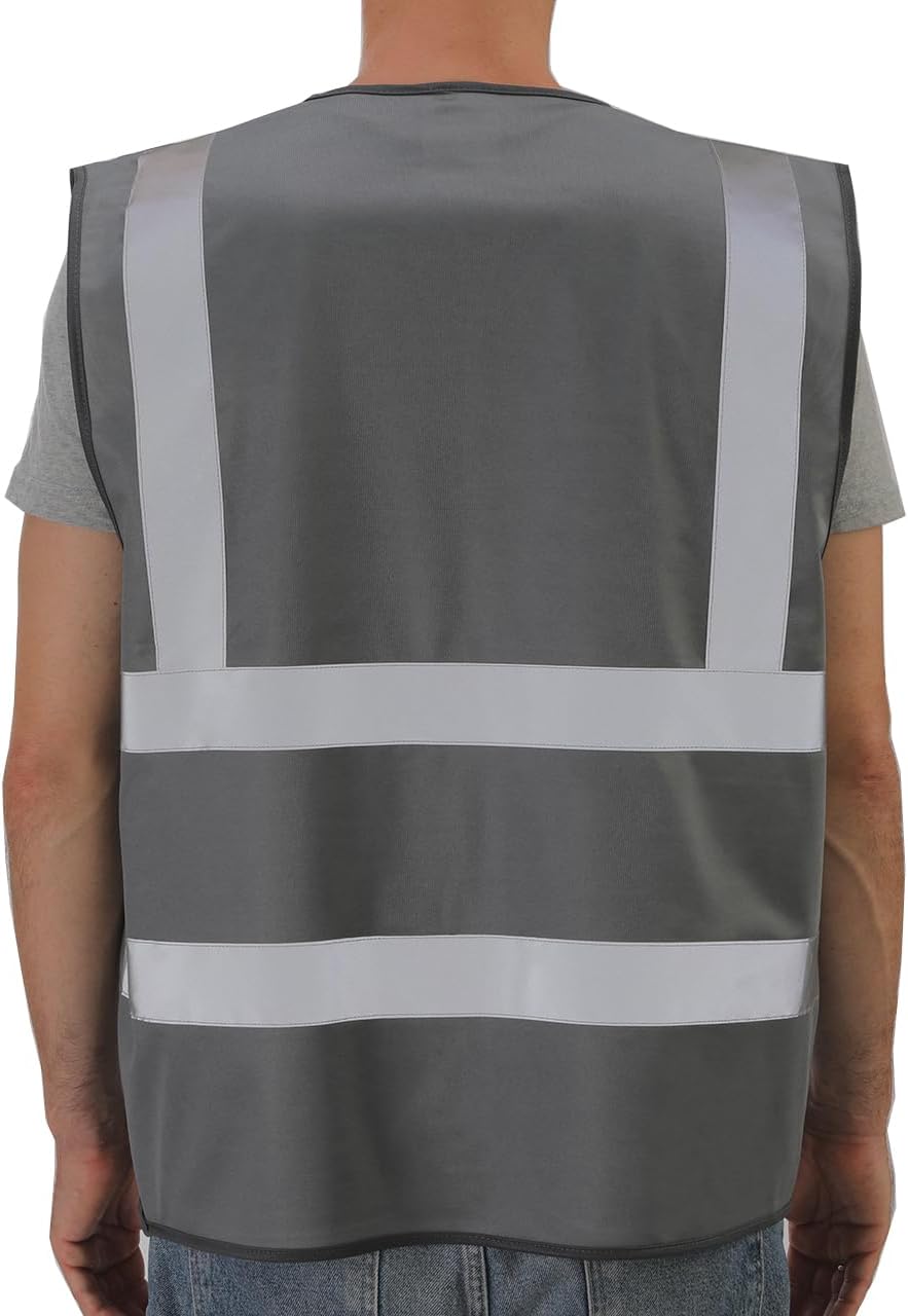 Dib Safety Reflective Safety Vest for Men Women, High Visibility Vest with Pockets and Zipper, ANSI Class 2