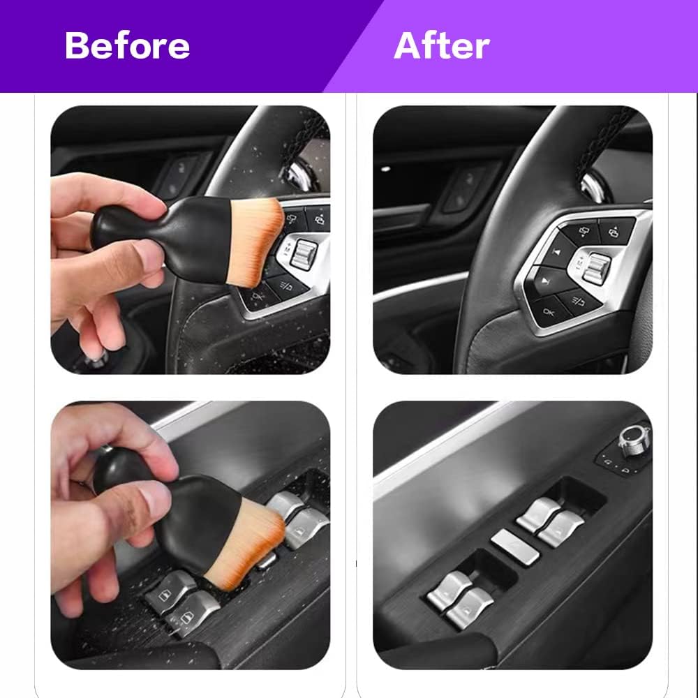 AOCISKA Car Interior Detailing Brush,Soft Bristle Cleaning Brush Car Detailing Brush Dusting Brush,Car Interior Cleaning Tool,Auto Detail Brush Car Dash Duster Brush (Black)