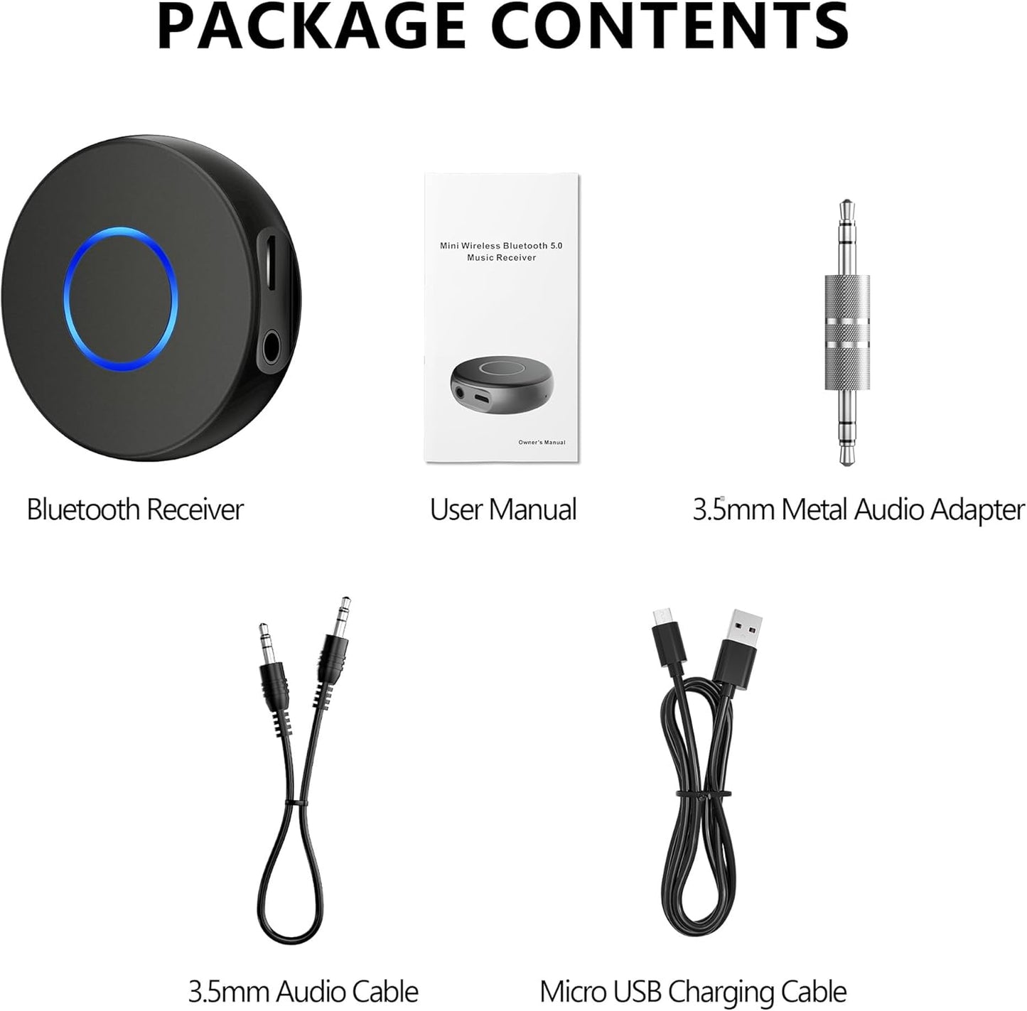 SONRU Bluetooth Aux Adapter for Car, Wireless Audio Receiver, Portable Hands-Free Kit with RCA AUX 3.5mm for Home/Car Stereo Music Streaming Sound System
