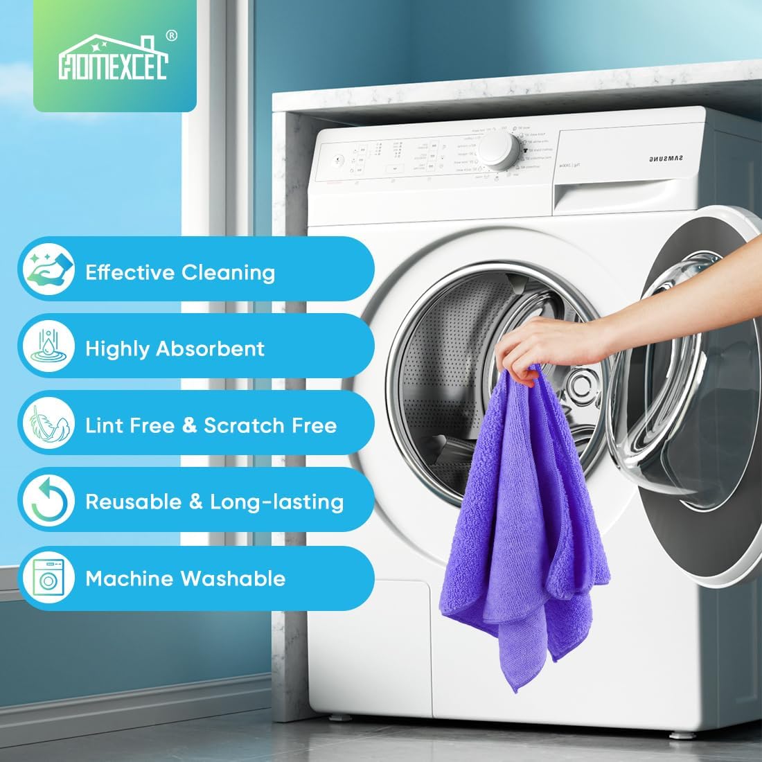 HOMEXCEL Grey Microfiber Cleaning Cloth, 12 Pack Premium Microfiber Towels for Cars, Lint Free, Scratch-Free, Highly Absorbent, Reusable Cleaning Rags for Car, Household, Kitchen, Window, 11.5"X11.5"