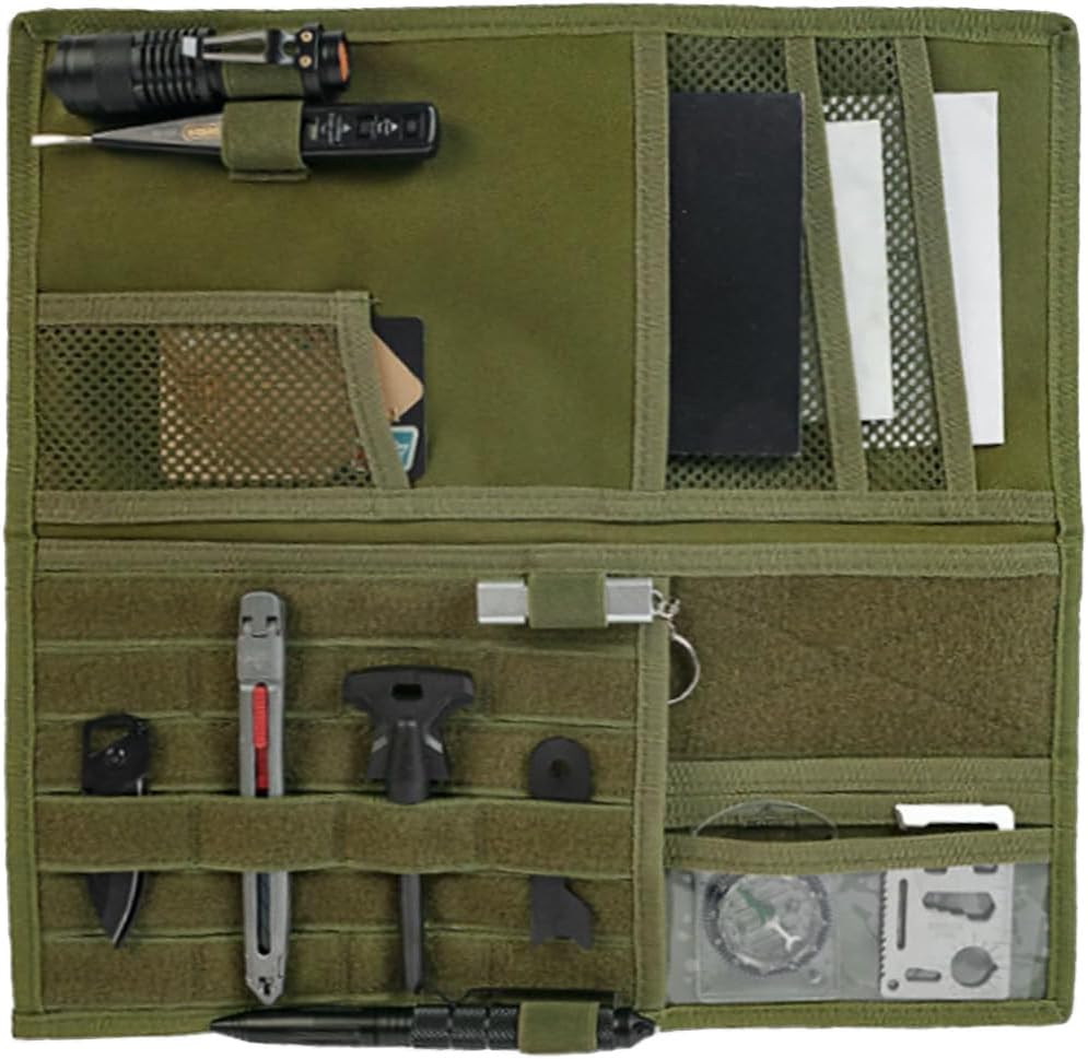 ZIMISI Tactical Molle Car Visor Organizer, 600D Oxford Cloth Truck Visor Molle Panel Sunshade Storage Pouch Holder with Multi-Pocket, Tactical Gear Car Sun Visor Organizer for Most Cars (Black)